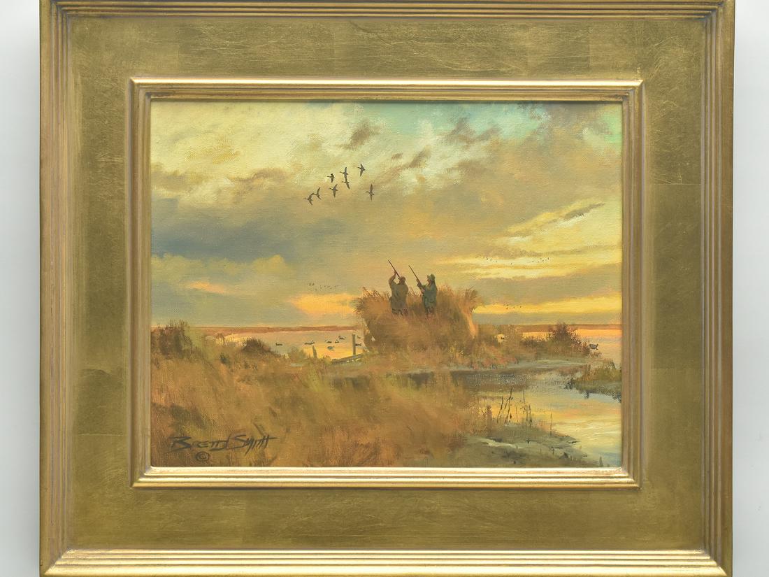Brett Smith (b.1958), oil on canvas.: Titled "Lost Blind," 2009. Image measures 11" x 14". Signed lower left. Carved gold gilt frame. Provenance: PROVENANCE: Charles Long collection.