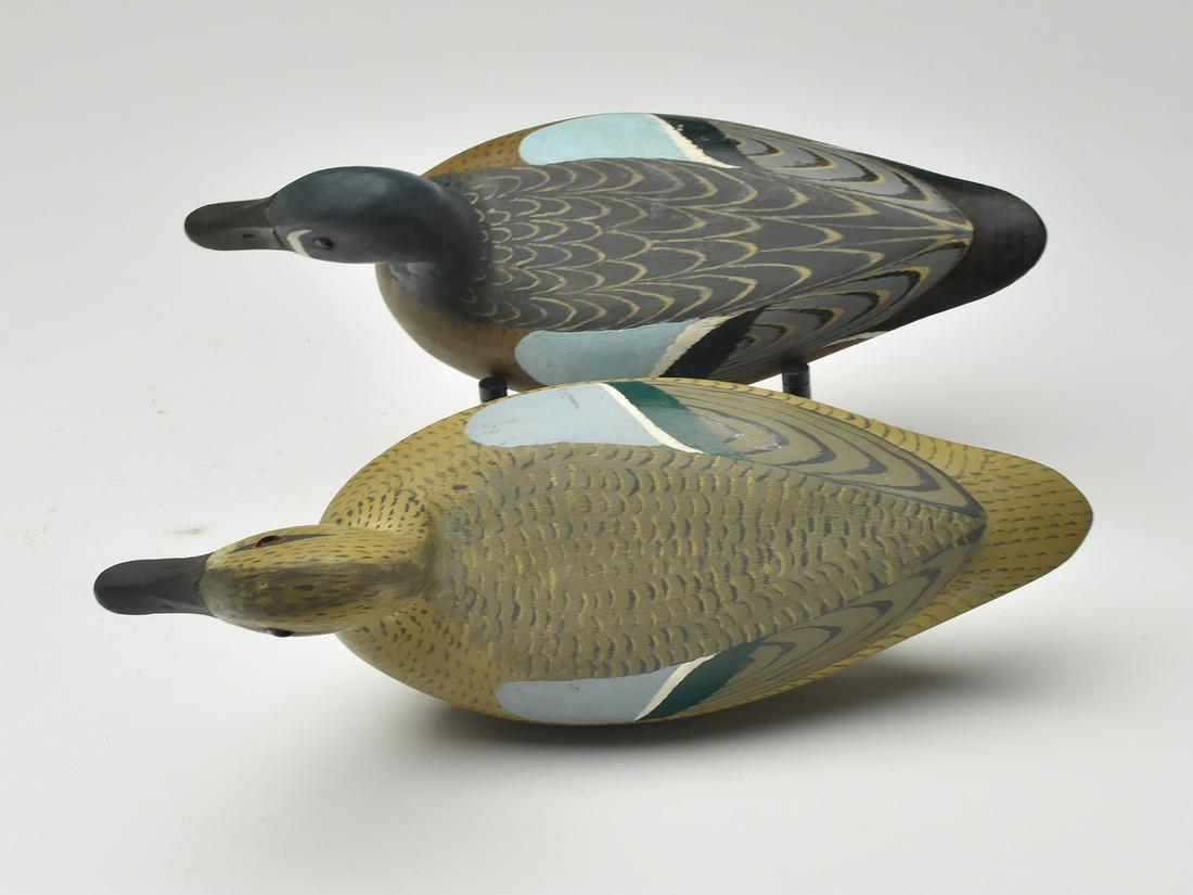Pair of bluewing teal, Reme Roussell, Raceland, Louisiana, 2nd quarter 20th century. (1 of 3)