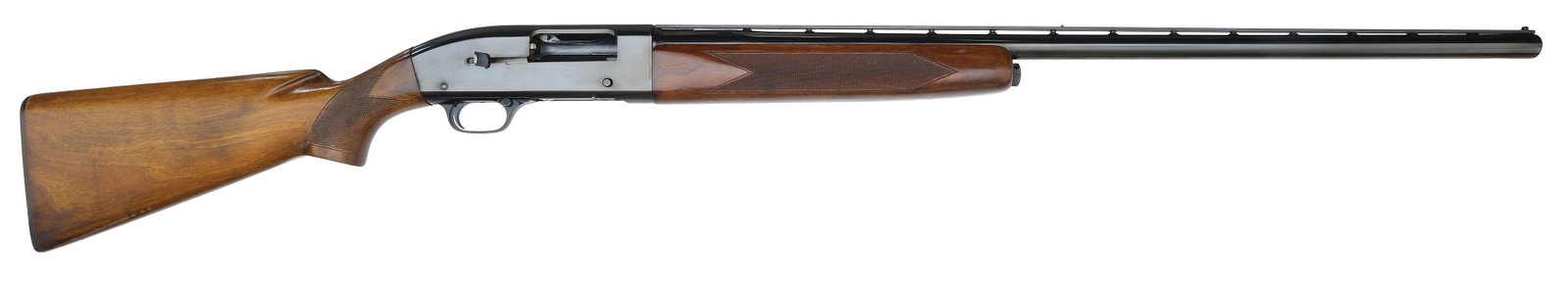 EXCELLENT WINCHESTER MODEL 50 12 GAUGE SHOTGUN.: SN. 62086. Cal. 12ga. Built with 30" brl that has donut post ventilated matted rib. Left side of brl at breech end with usual maker's stamps and choke stamp "FULL". Walnut forend checkered 