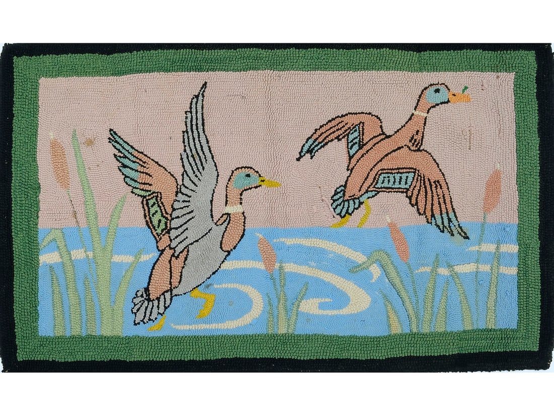 Folk art hooked rug early 20th century. (1 of 1)