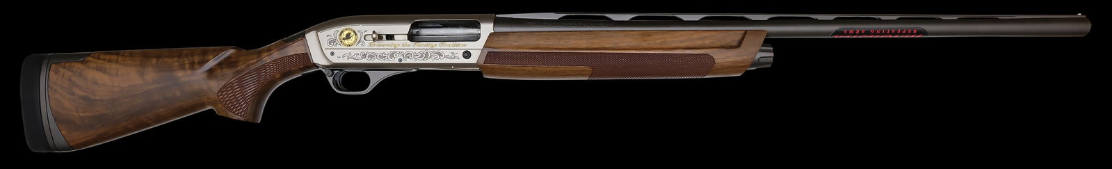 AS NEW WINCHESTER SX3 12 GAUGE SHOTGUN BUILT FOR NATIONAL WILD TURKEY FEDERATION WITH ORIGINAL BOX.: SN. NWTF090280. Cal. 12ga. Built with 28" brl that has matted ventilated rib with white front bead. Walnut forend is line and ellipse checkered. French gray action with scroll and gold colo