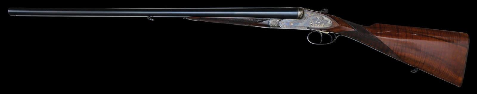 HIGH QUALITY S.A. LUIGI FRANCHI SIDELOCK 12 BORE GAME GUN.: SN. 2538. Cal. 12ga. Built with 27-1/2" Krupp fluid steel brls that have slightly raised matted rib with small brass front bead. Left tube engraved "S.A. LUIGI FRANCHI BRESCIA". Polished flats with pr