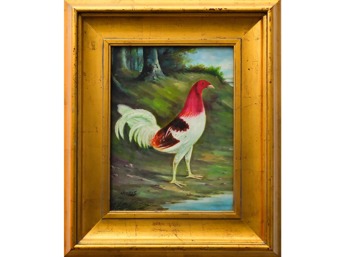Harris, oil on canvas.: Of gamecock. Measures 15.5" x 11.5". Signed. Provenance: Don and Mary Elizabeth Snyder collection.