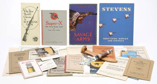 COLLECTIBLE AMERICAN GUN MAKERS ADVERTISING AND PAPER LOT.