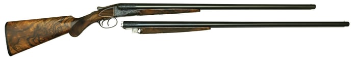 STUNNING GOURNET ENGRAVED A.H. FOX D GRADE UPGRADE TWO BARREL SET 16 BORE WITH CASE.
