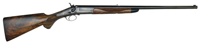 SUPER COOL ARMY & NAVY CUSTOM SIDE LEVER RIFLE IN .30 WCF CALIBER WITH OVATE SHAPED BARREL.