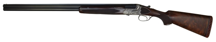 FANTASTIC MERKEL ACTIONED A.H. HEINEN RETAILED TELL DE LUXE MODEL 20 GAUGE OVER UNDER SHOTGUN.