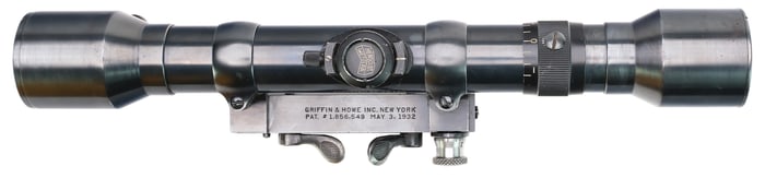 EXCELLENT GRIFFIN & HOWE TWO LEVER SCOPE MOUNT WITH HENSOLDT WETZLAR SCOPE.