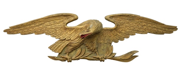 Carved wooden eagle.