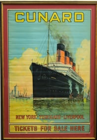 Cunard vintage travel poster.