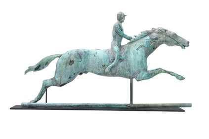 Full body copper weathervane.