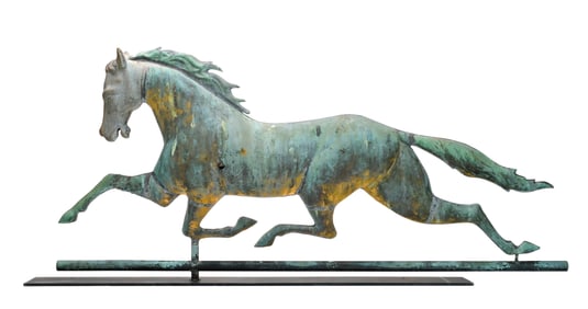Full body copper weathervane.
