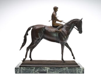 George Claxton, horse and jockey bronze.