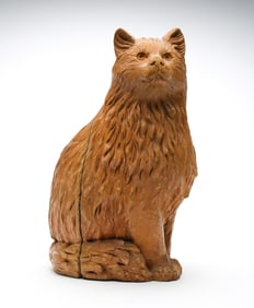 Vintage carved wooden full size cat.