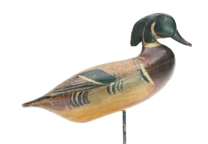 Rare and important working wood duck from the Philadelphia School.