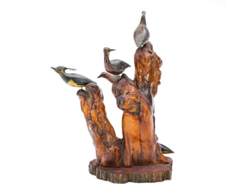 Bird tree with six shorebirds.