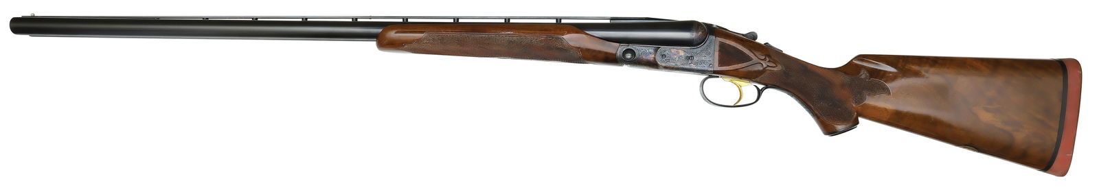 STOUT PARKER BHE GRADE 12 GAUGE - FORMERLY OWNED CHARLES P. SKOURAS.: SN. 202493. Cal. 12ga. Built on a No. 2 frame with 30" brls that have Del Grego added ventilated top rib with twin white beads. Breech ends of brls with ring of engraving. Brl flats with unstruck 