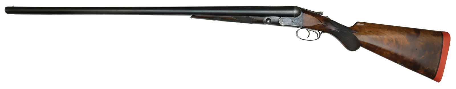 EXCELLENT PARKER DHE GRADE 10 GAUGE.: SN. 155374. Cal. 10ga. Built on a No. 3 frame with 32" Titanic steel brls that have matted concave top rib with small brass front bead and usual rib legend. Brls flats with unstruck weight of 5lbs. 2o