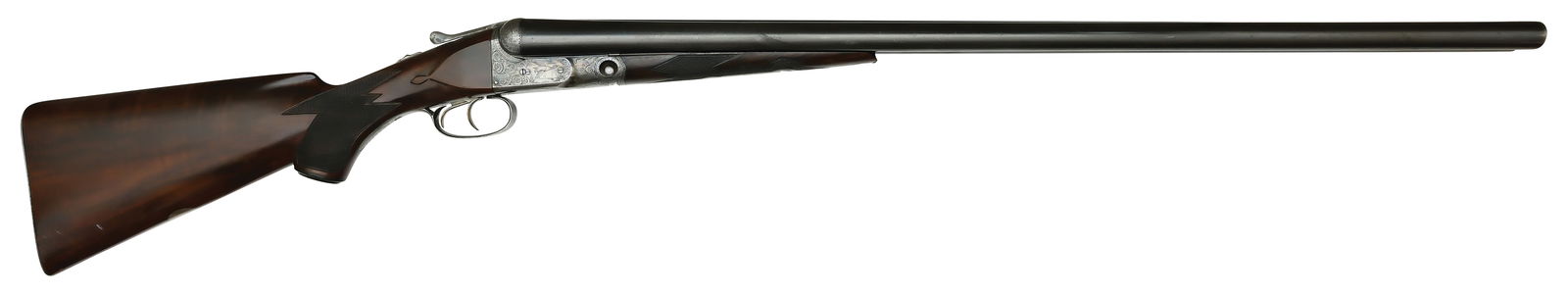 VERY RARE PARKER DHE GRADE 10 GAUGE SHOTGUN.: SN. 183655. Cal. 10ga. Built on a No. 3 frame with 32" Titanic steel brls that have matted concave top rib with small brass front bead. Brl flats with unstruck brl weight of 6lbs. 1oz. Splinter forend