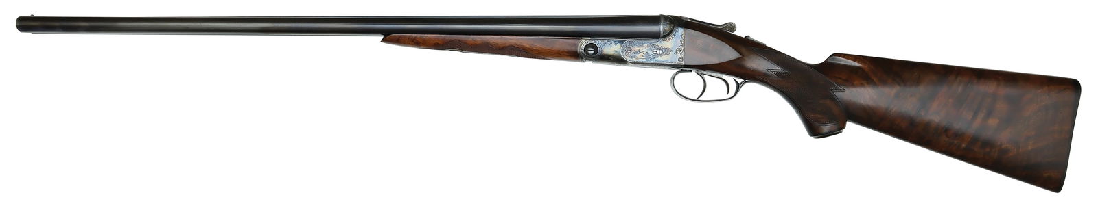 BEAUTIFUL HIGH CONDITION PARKER GHE GRADE 20 GAUGE.: SN. 221893. Cal. 20ga. Built on a 0 frame with 26" Parker Special steel brls that have matted concave top rib with small brass front bead. Rib with usual legend. Brl flats with 3lbs. 1oz. unstruc