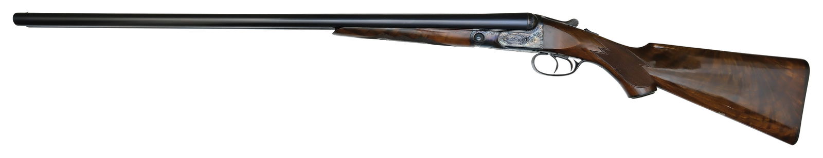 TRULY EXTRAORDINARY NEAR MINT PARKER GHE GRADE 12 BORE.: SN. 237906. Cal. 12ga. Built on 1-1/2 frame with 30" Parker Special steel brls that have matted concave top rib with small steel front bead. Brl flats with unstruck weight of 3lbs. 14oz. and Full/Full