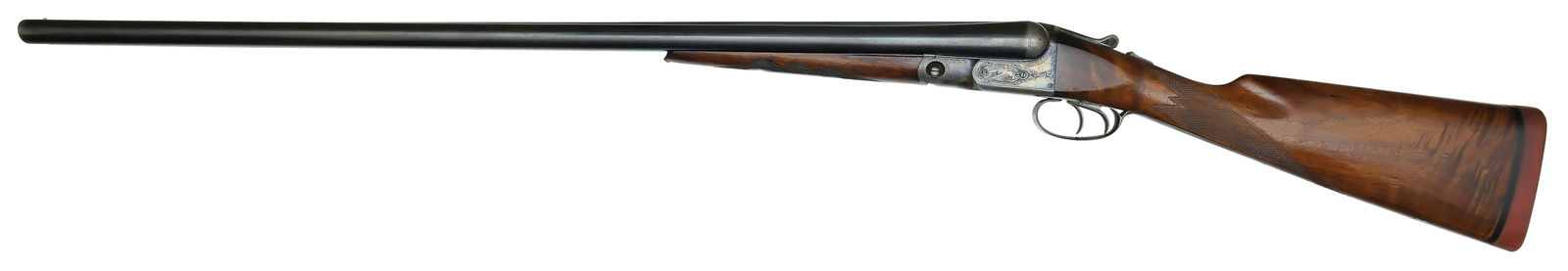 SCARCE AND FINE PARKER GHE GRADE 12 GAUGE.: SN. 197578. Cal. 12ga. Built on a No. 2 frame with 32" Parker Special steel brls that have matted concave top rib and small brass front bead. Brl flats with unstruck weight 4lbs 3oz. Walnut splin