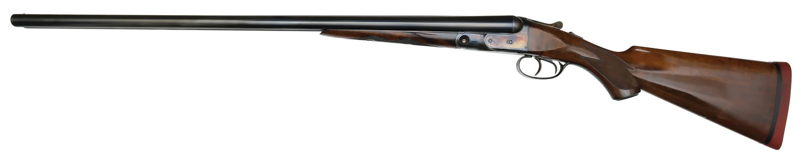 BEAUTIFUL HIGH ORIGINAL CONDITION PARKER VHE GRADE 12 GAUGE.: SN. 239447. Cal 12ga. Built on a 1-1/2 frame with 30" Vulcan steel brls that have matted concave top rib and small front bed. Brl flats with usual stamps and 4lbs. unstruck brl weight. Splinter forend