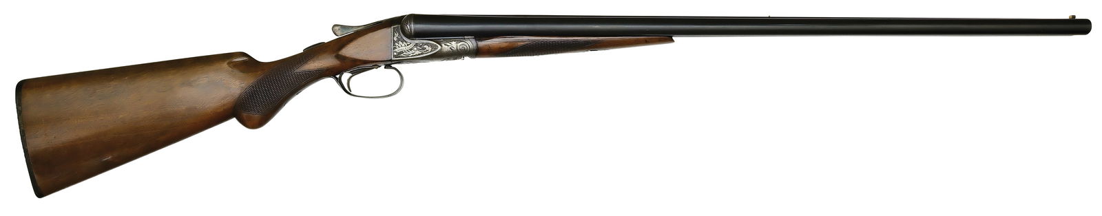 DESIRABLE A.H. FOX AE GRADE 20 GAUGE.: SN. 202596. Cal. 20ga. Built with No. 2 weight 32" (now shortened to 28") Chromox fluid steel brls that have matted concave top rib with twin white beads. Brls with usual maker's stamps and flats