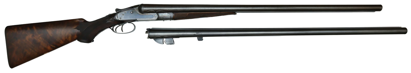 UNIQUE, UNMARKED, EXCEPTIONALLY HIGH GRADE LEFEVER EJECTOR GUN BEAUTIFULLY FILED WITH EXTRA BARRELS. (1 of 7)