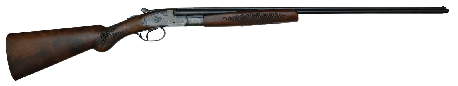 EXCELLENT L.C. SMITH SKEET SPECIAL .410 GAUGE.: SN. FWE158776. Cal. .410ga. Shipped August 1937 and built with 26" brls that have slightly raised matted top rib with brass front bead. Tops of brls with usual maker's stamps. Brl flats with SN and