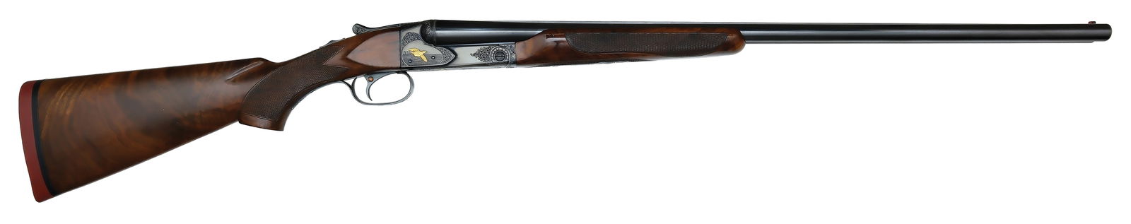BEAUTIFULLY CUSTOM ENGRAVED AND GOLD INLAID WINCHESTER MODEL 21 16 BORE SHOTGUN. (1 of 6)