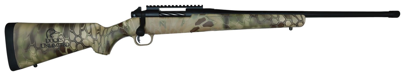 AS NEW MOSSBERG PATRIOT DUCKS UNLIMITED BOLT ACTION RIFLE IN .243 WITH ORIGINAL BOX. (1 of 2)