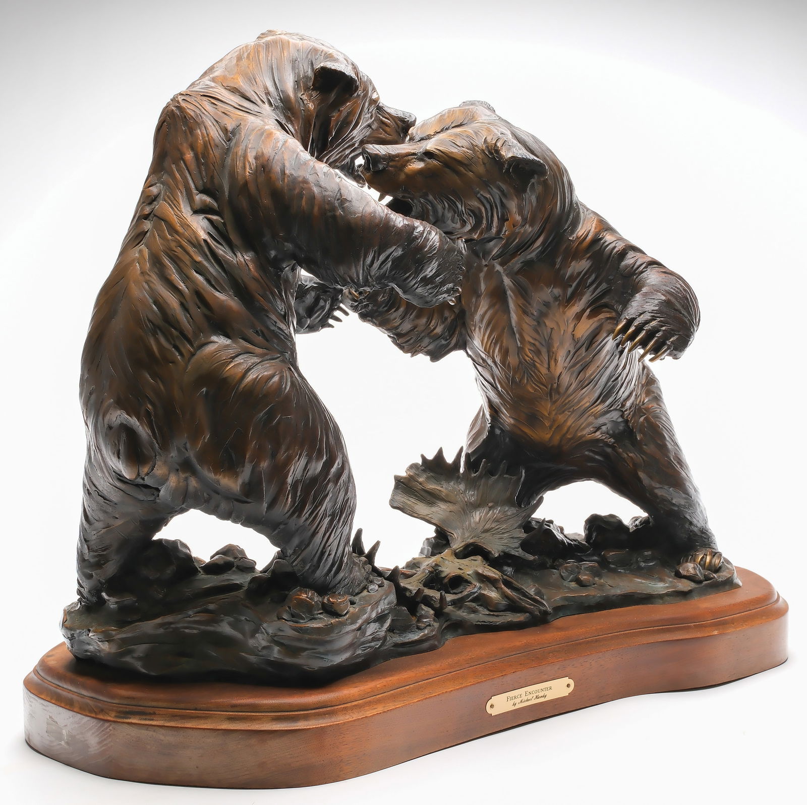 Michael Hamby, bronze sculpture.: Titled "Fierce Encounter." Numbered 6/100. Measures 24" x 28". 