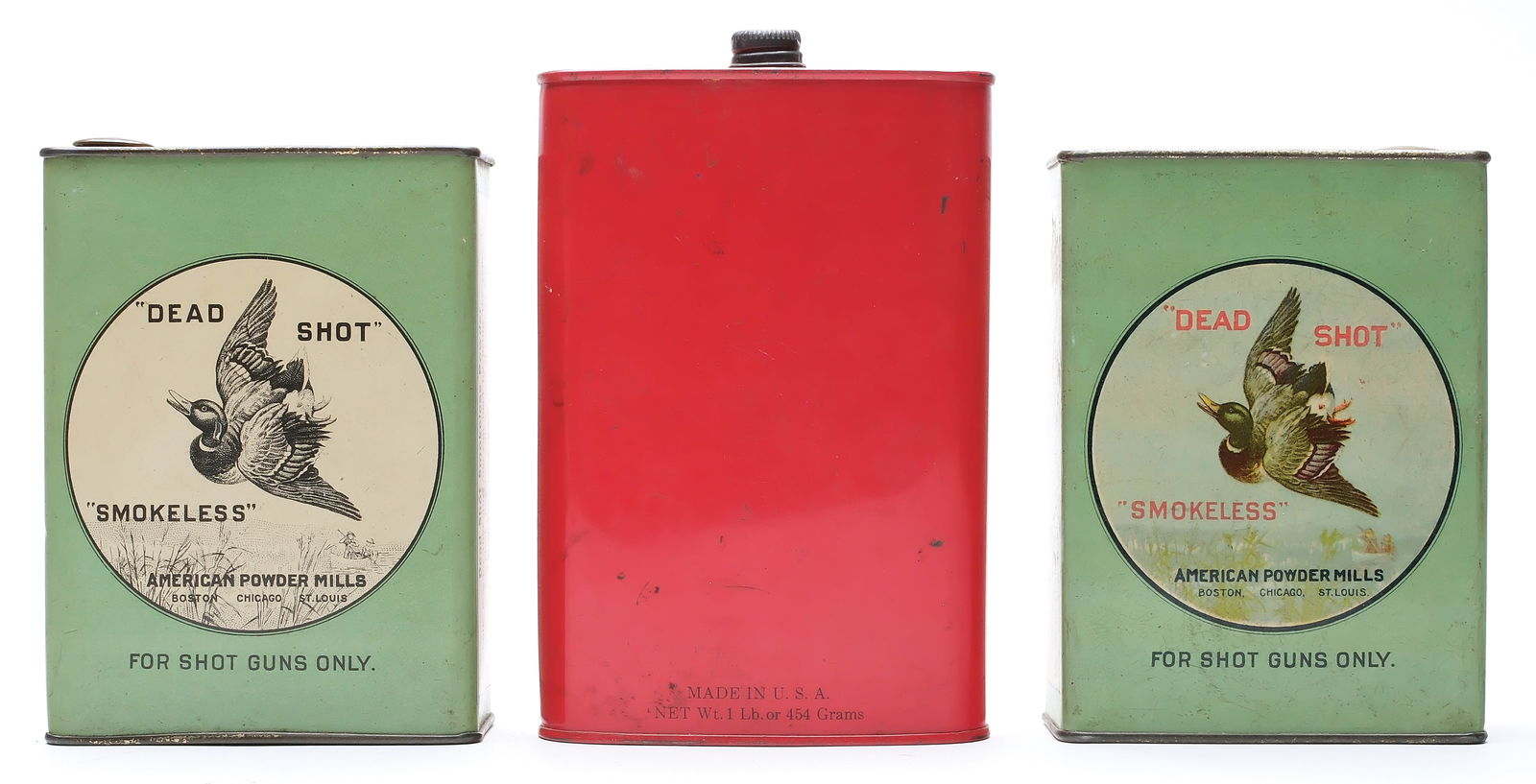 Three gun powder tins. (1 of 2)