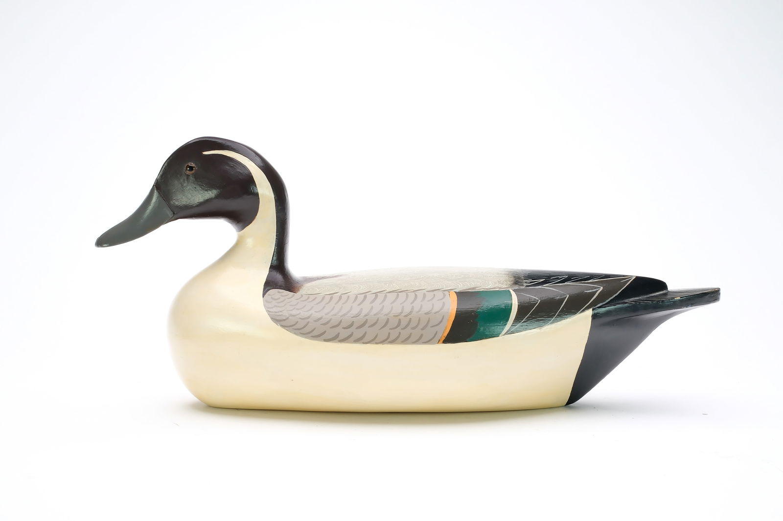 Ignatius Stachowiak (1898-1964), La Salle, Illinois.: Pintail very similar to the work of Charles Perdew. Hollow carved with scratch feather paint detail on back. Measures 16.25" long. Provenance: Used at Split Rock Gun Club. Jim and Diane Cook collectio