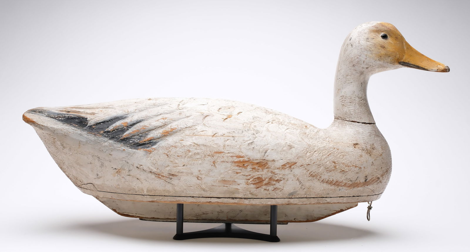 Ben Schmidt (1884-1968), Detroit, Michigan.: Large snow goose. Hollow carved with .25" bottom board and slightly turned head. Relief wing feather carving. Measures 24" long.
