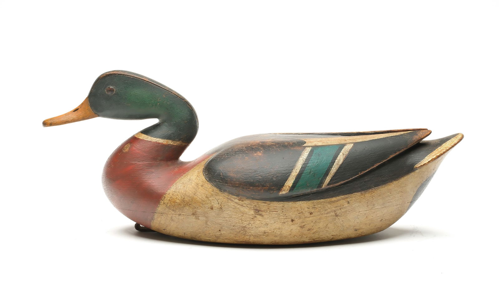 Cameron McIntyre (b.1968), New Church, Virginia.: Mallard. Hollow carved with deep relief wing carving. "CTM" carved in underside. Measures 17.5" long. Provenance: Stan and Deborah Van Etten collection.