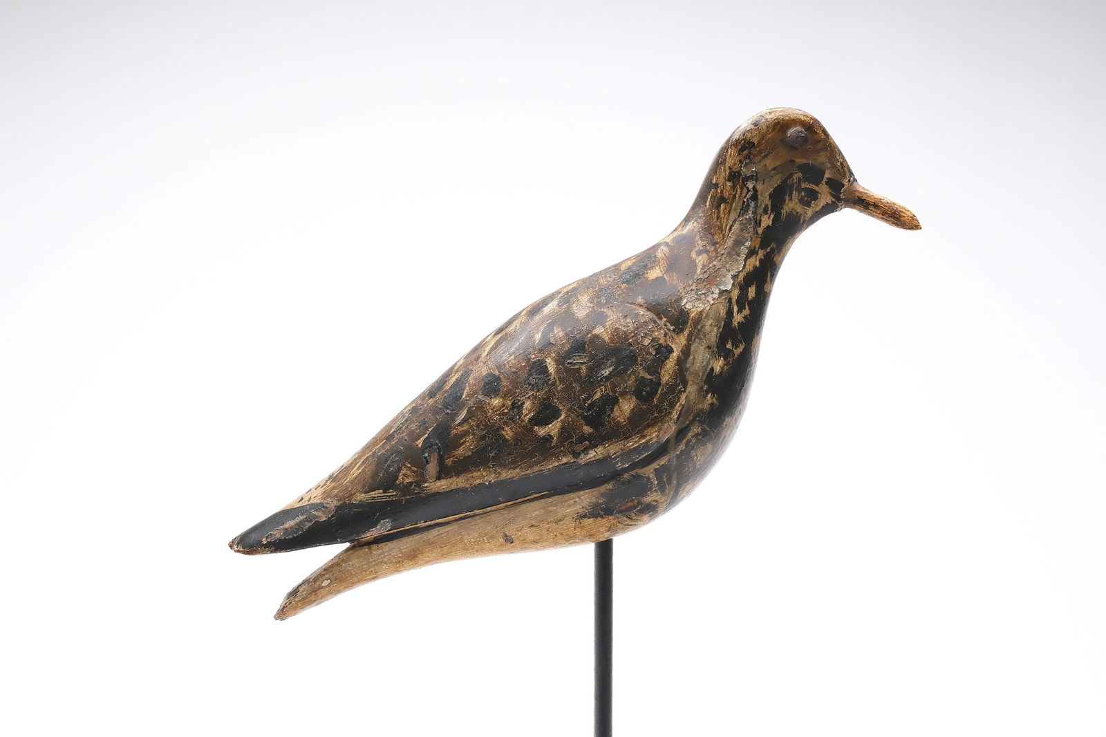 Golden plover from Massachusetts, 19th century.: Relief wing and split tail carving. Tack eyes. Measures 10" long. Provenance: Private Southern collection.