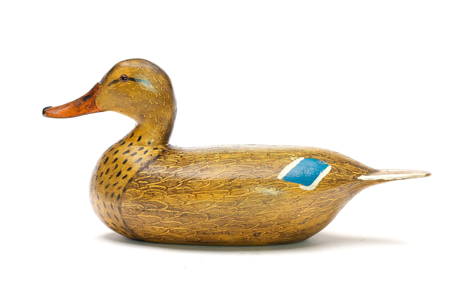 Otto Garren (1890-1968) Canton, Illinois.: Outstanding mallard hen. Hollow carved with appealing scratch feather paint detail. Measures 16” long. Provenance: By decent in the family to maker’s grandson. Joe and Donna Tonelli collec
