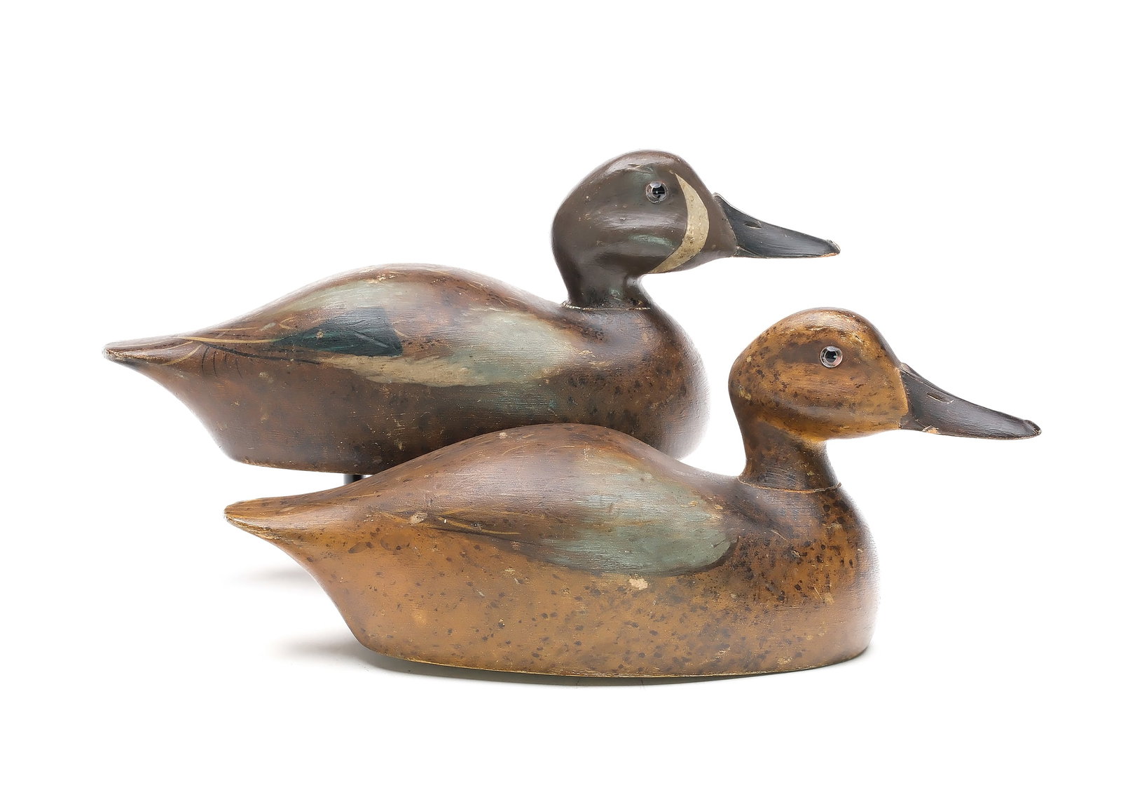 Paul Lipke (1892-1970), Whiting, Indiana.: Excellent pair of bluewing teal. Hen with slightly turned head. Measure 11.75” long. Provenance: Jim and Diane Cook collection. ???????