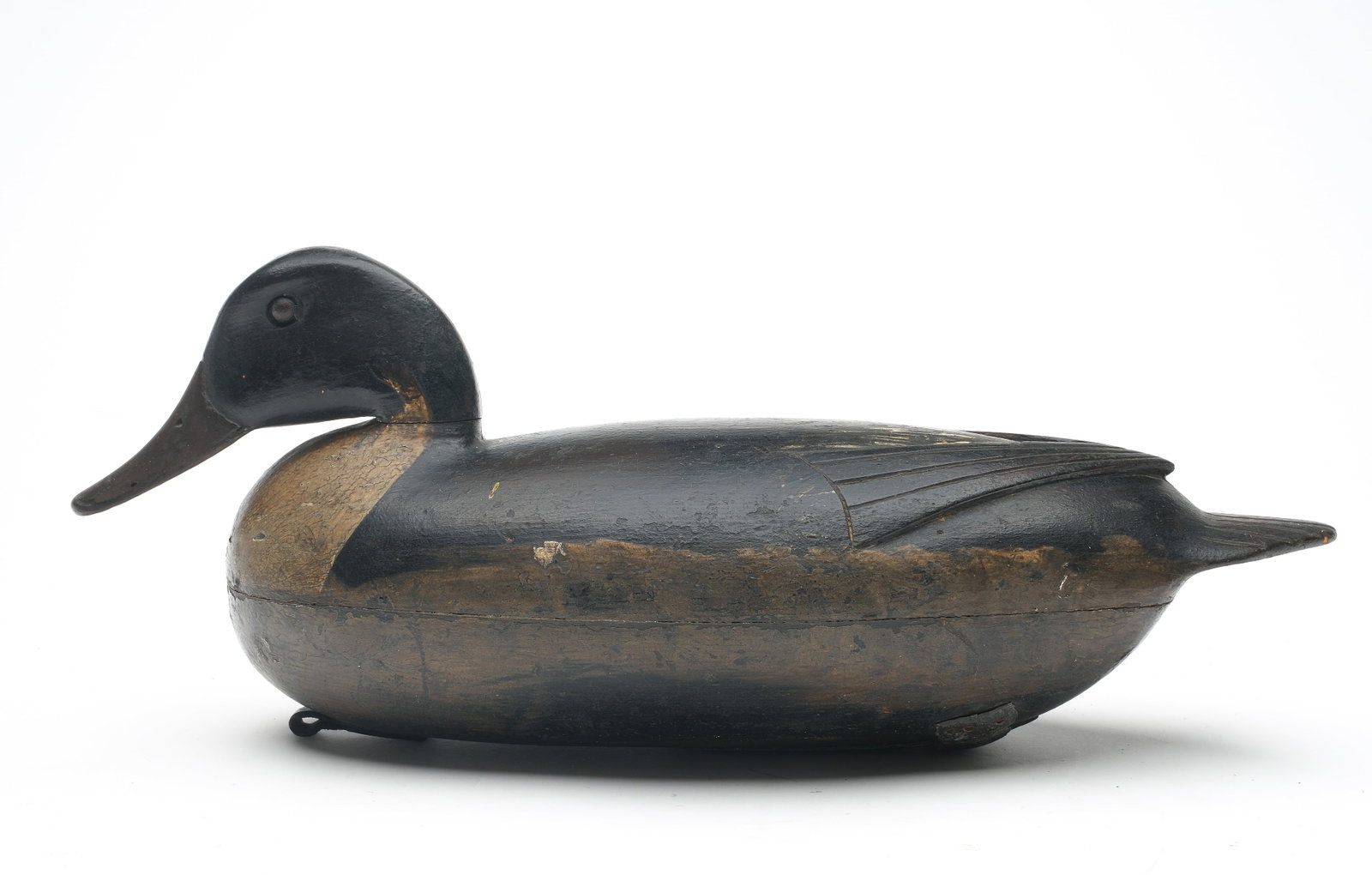 John English (1848-1915), Florence, New Jersey.: Rare pintail. Hollow carved low head model with raised V wingtip carving. Measures 16" long.