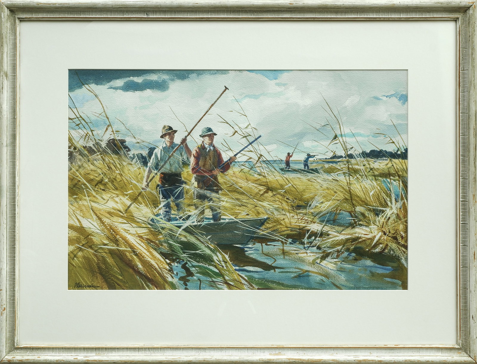 Ogden Pleissner (1905-1983), watercolor.: Signed lower left. Image measures 16 ½ x 25 ½ in. Frame measures 27 1/4 x 36 in.