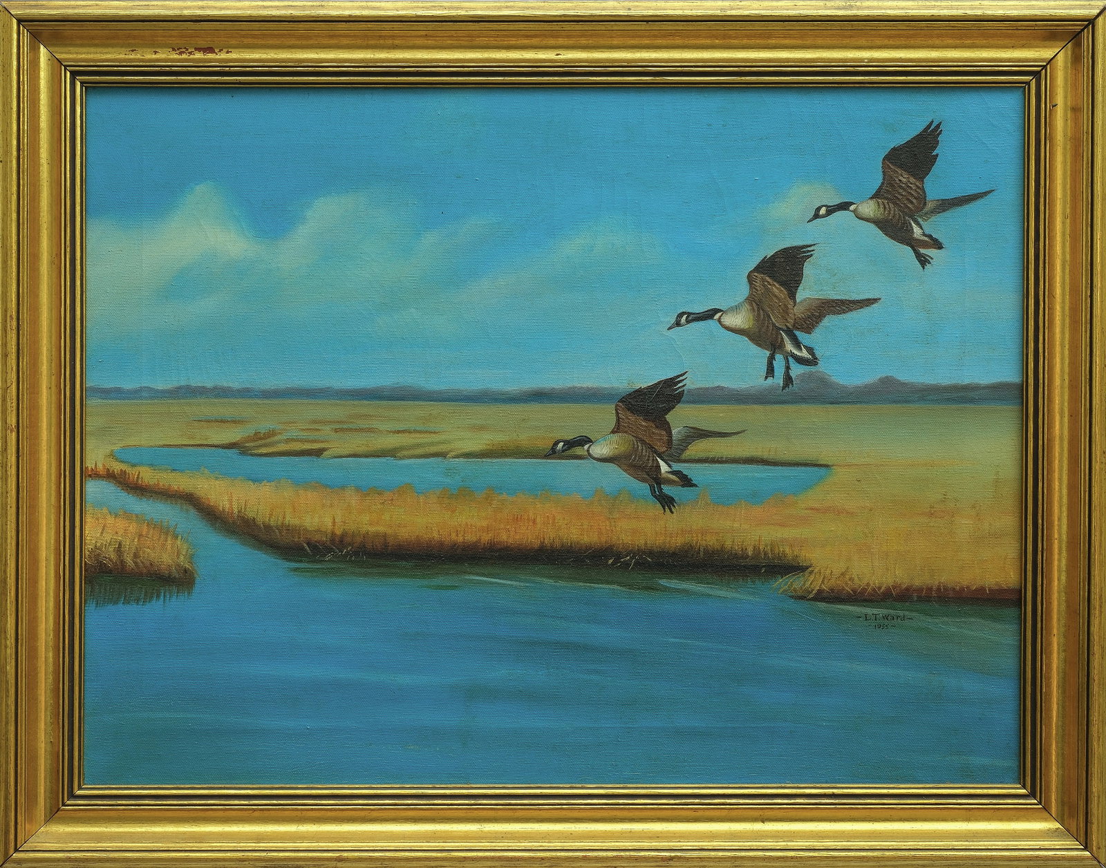 Lem Ward (1896-1984), oil on canvas.: Image measures 17.5" x 23.5", frame is 22" x 27.5".Signed and dated 1955. Inscription on back to reads "To my best friends Louis and Elaine, Lem." 