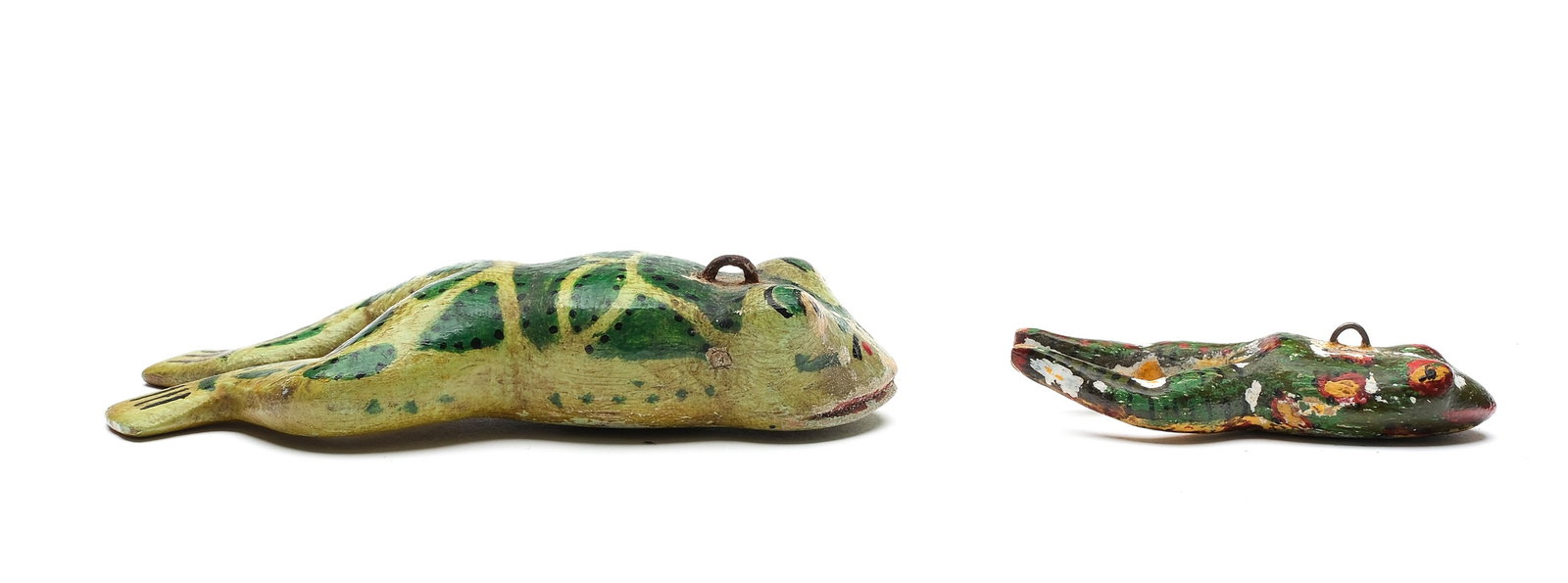 Two frog spearing decoys. - 2