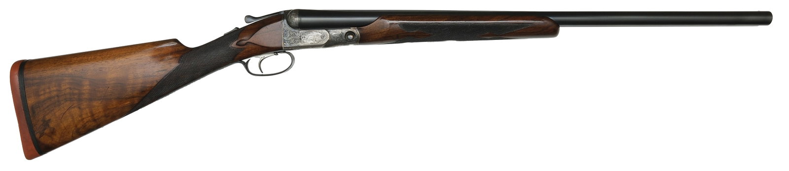RARE LIGHTWEIGHT PARKER CHE 12 BORE SHOTGUN.: SN. 201784. Cal. 12ga. Built on a No. 1 frame with 26" Acme steel brls that have matted concave top rib with white front bead. Breech ends of brls with small ring of engraving . Brl flats with un