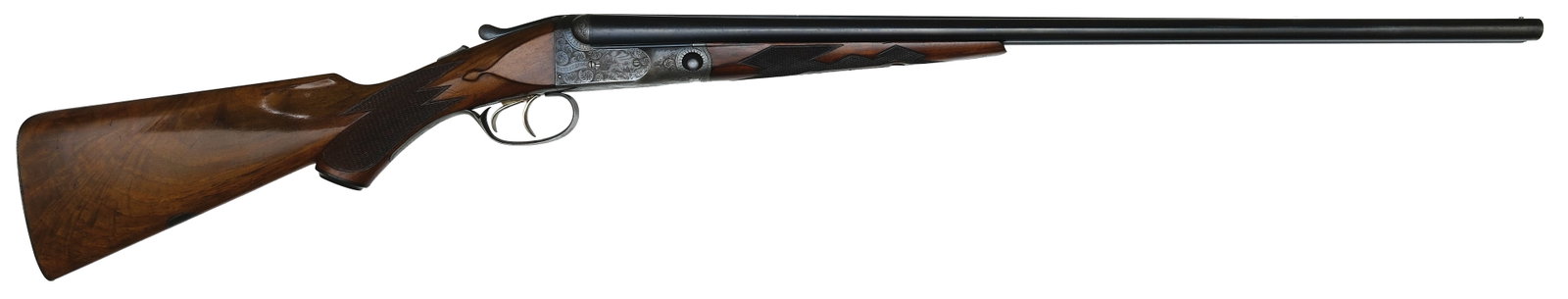 BEAUTIFUL HIGH ORIGINAL CONDITION PARKER DHE 28 BORE SHOTGUN.: SN. 235919. Cal. 28ga. Built on a 00 frame with 26" Titanic brls that have matted concave top rib with steel front bead. Brl flats with 2lbs. 13oz. unstruck weight. Splinter forend checkered in point 