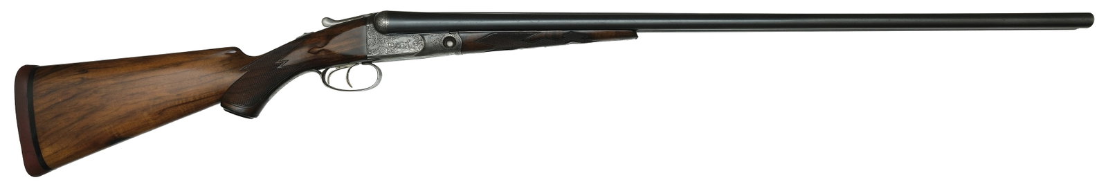 SCARCE LONG BARRELED PARKER DHE GRADE 16 BORE SHOTGUN.: SN. 182076. Cal. 16ga. Built on a No. 1 frame with 32" Titanic brls that have matted concave top rib with steel front bead. Brl flats with 3lbs. 9oz. unstruck weight. Splinter forend checkered in