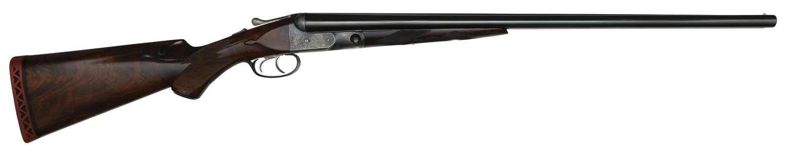 PARKER DHE 16 BORE GAME GUN.: SN. 224960. Cal. 16ga. Built with 26" Titanic steel brls that have twin white beads. Brl flats with unstruck weight of 3lbs. 5oz. and Remington repair code "PA3" (June 1954). Walnut splinter
