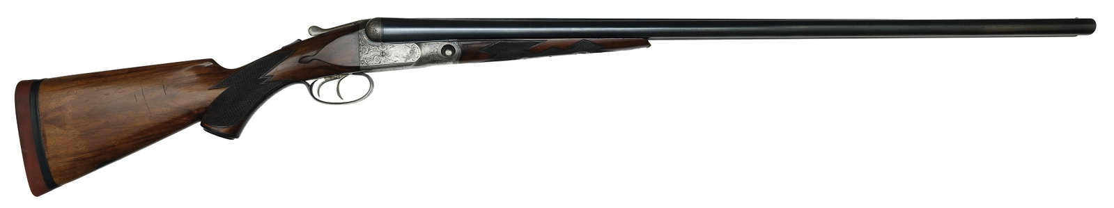 HANDSOME PARKER DHE GRADE 16 BORE SHOTGUN.: SN. 206428. Cal. 16ga. Built on a No. 1 frame with 30" Titanic brls that have matted concave top rib with steel front bead. Brl flats with 3lbs. 7oz. unstruck weight. Splinter forend checkered in