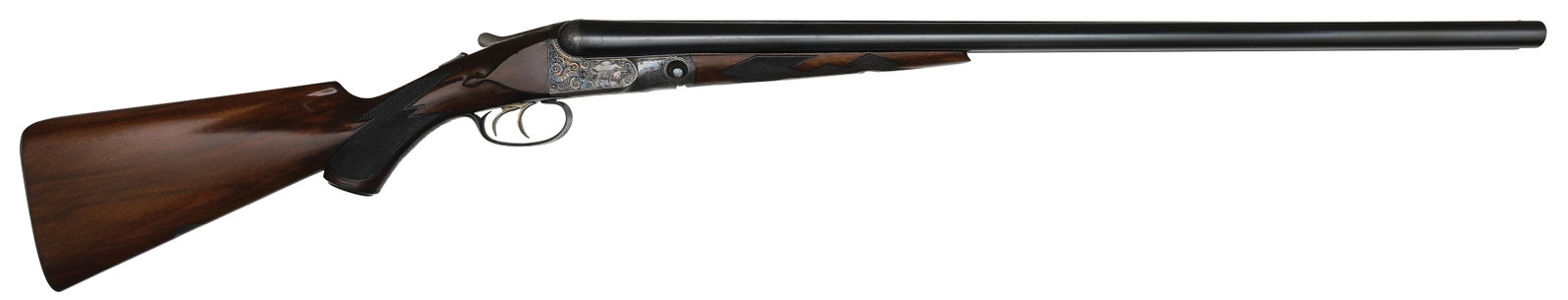 FINE HIGH ORIGINAL CONDITION PARKER DHE 12 BORE GAME GUN.: SN. 212338. Cal. 12ga. Built on a 1-1/2 frame with 28" titanic steel brls have matted concave top and steel front bead. Brl flats with unstruck weight of 3lbs. 9oz. Walnut splinter fore